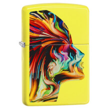 Briquet de poche Zippo visage coloré, jaune néon