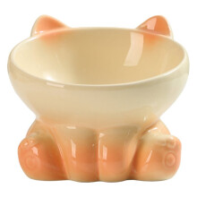 Keramische Kattenbak met Kleurverloop, Voerbak, Drinkbak, Dierenbenodigdheden, Hondenbak, Kattenbak met Schuine Opening, Geel