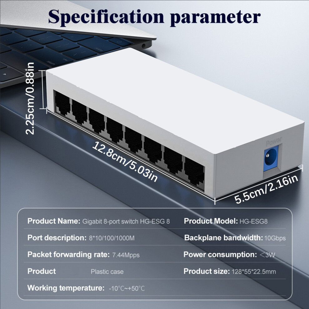 8 Port Rj45 Ethernet Converter Gigabit Networking Cable Splitter Adapter Switcher 7695001251518