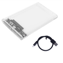 USB 3.1/Type C External Hard Drive Enclosure Tool-Free Clear HDD SSD Caddy Cable Included for 2.5 Inch 7mm HDD SSD