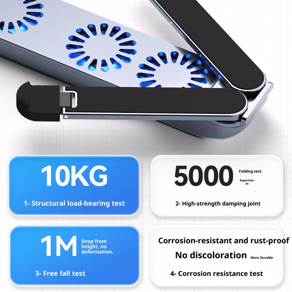 Universal Foldable Laptop Cooling Stand Aluminum Alloy Fan Pad Adjustable Angled Quiet 7695001243179