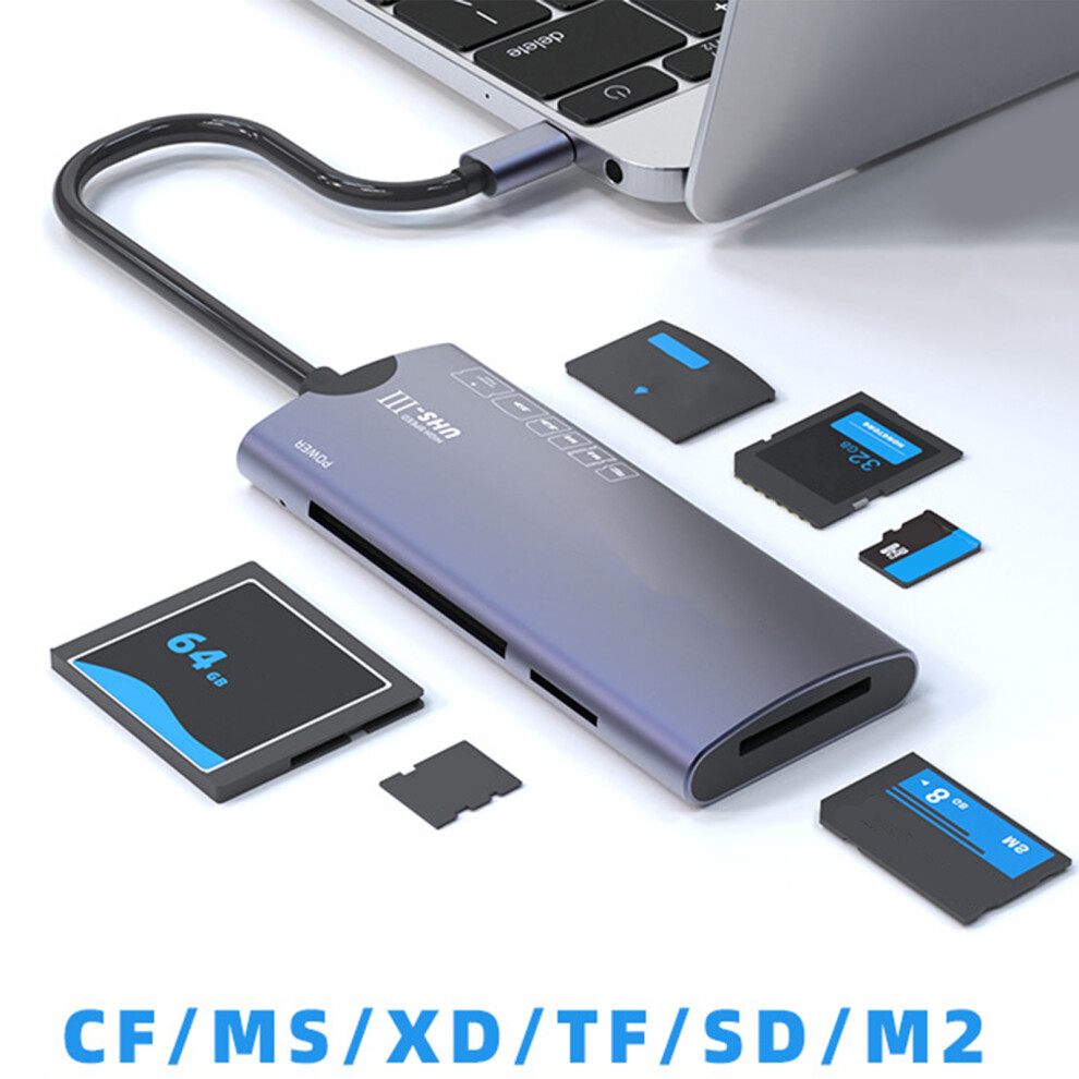 Plugs And Play Usb3.0 Card Reader For Six Card Multiple Devices Aluminum Body 7695001242783