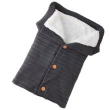 (DarkGray) Knitted Plush Baby Sleep Sack With Buttons For Outdoor Safety Warmth Stroller