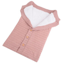 (Pink) Knitted Plush Baby Sleep Sack With Buttons For Outdoor Safety Warmth Stroller