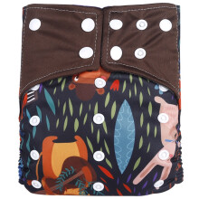 (Brown) Cloth Charcoal Bamboo Diaper Girl Boy Baby Reusable Washable Pocket Adjustable