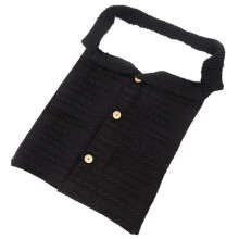 (Black) Knitted Plush Baby Sleep Sack With Buttons For Outdoor Safety Warmth Stroller