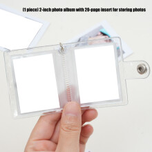 2Inch Photo Album for 20 Photos Durability PVC Waterproof Photo Holder Keychain Clear 1Pcs