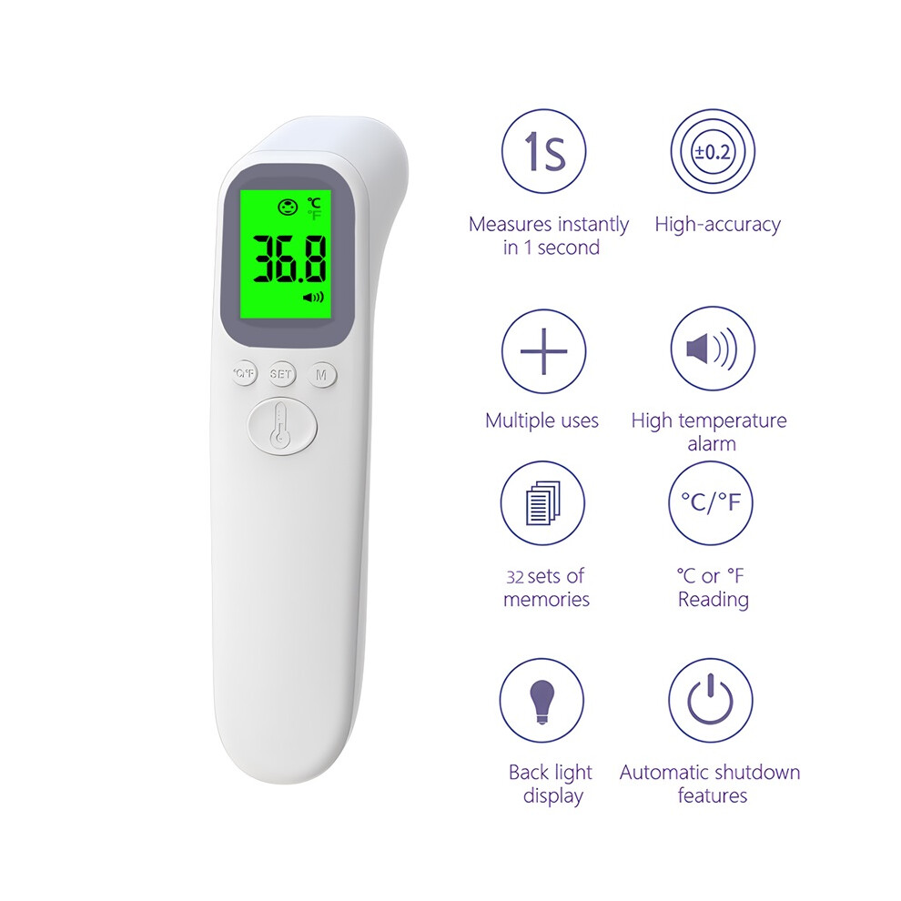 Stoyotu (White) Digital Infrared Fever Thermometer Medical Household Infant Adult Forehead Non-Contact Body Temperature Ear Thermometer