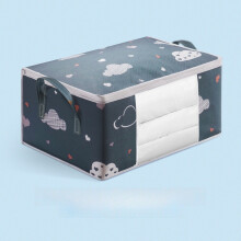 (Dark Blue, 60x40x30cm) Large Cloud Heart Capacity Wardrobe Storage Bag Clothes Home Comforters Travel