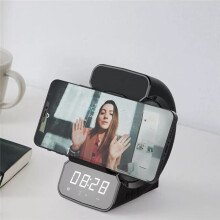3-in-1 Draadloze -Luidspreker, Modieuze Draagbare Luidspreker voor Buiten met LED-Display, Wekker en Snellader