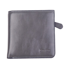 (Gray, Short) Mens Pu Leather Cowhide Bifold Wallet Id Credit Card Coin Purse Holder