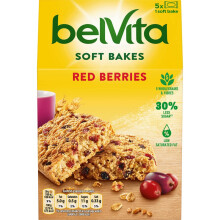 Belvita Breakfast Biscuits Soft Bakes Red Berries, Cereal Bars with 5
