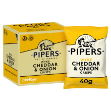 Pipers Crisps Wyke Cheddar and Onion 40 g, 24 Count (Pack of 1)