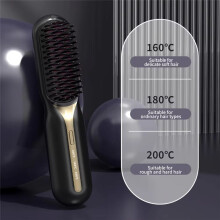 Electric Hot Comb Hair Straightener - Fast Heating, Portable, Anti-Scald, Ideal for Travel, Beard & Hair Styling B