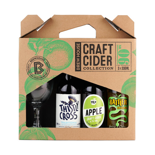 Brewhouse Craft Cider Selection complete with Chalice Glass and