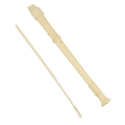 Students creamy-white Plastic 8 Holes Flute Recorder w Cleaning Stick 2
