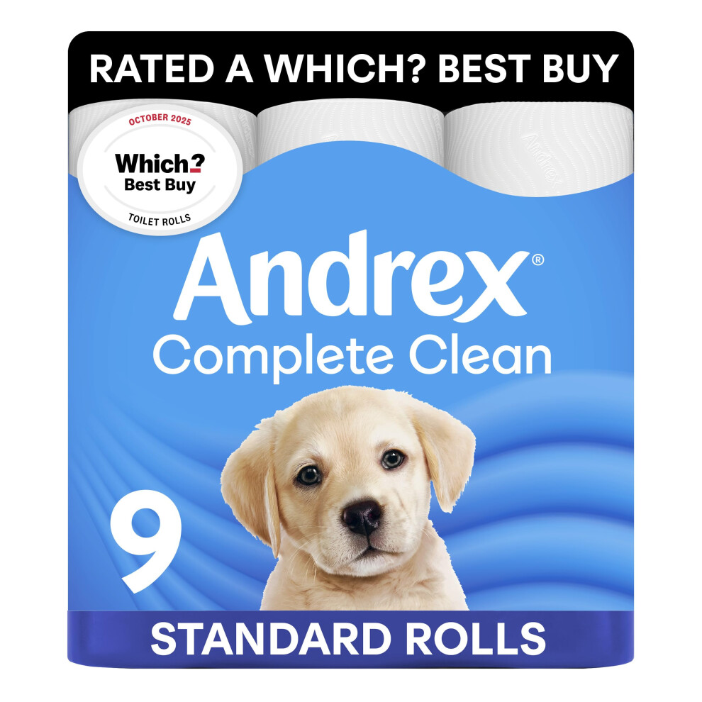 Andrex Complete Clean Toilet Roll - 9 Toilet Rolls, Now Even Softer, Fsc Certified, Endorsed As A Which? Best Buy