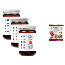 White Mausu Smoky Chilli Oil – 240g + Primadeli Snack | Fruity