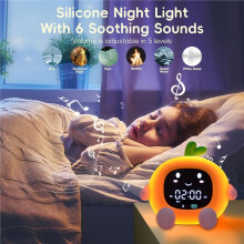 Alarm Clock Kids 6-in-1 Fruit-Shape Toddler Sleep Training Clock Cute Touch Night Light for Children'S Bedroom A