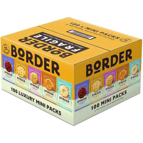Border Border Biscuits Mini Selection Box, 100 Packs, 5 Varieties, Luxury Assorted Biscuits