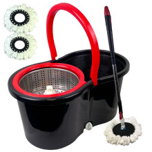 Spin Mop Bucket Set with Spin 360 Wringer and 2 Microfibre Mop Pad Head Telescopic Easy Press Handle with Spin Dry Cleaning Caddy