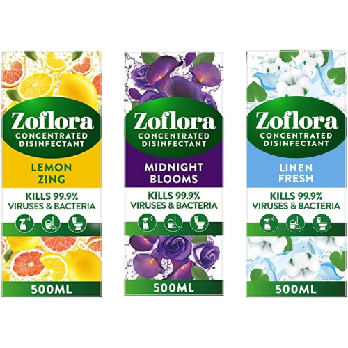 Zoflora Zoflora Concentrated Multipurpose Disinfectant Bundle - Lemon Zing, Midnight Blo