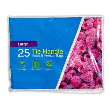 FOOD Tie Handle Resealable Sandwich Freezer Bags (25 x Large)