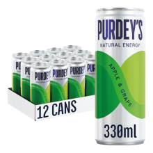 Purdey's Natural Energy Apple & Grape 330ml Can (Pack of