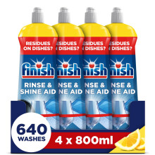 Finish Dishwasher Rinse & Shine Aid, Lemon, 3.2L (800ml x 4 pck), Ultimate Clean