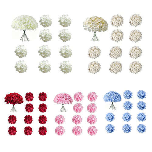 10Pcs Weather Resistant Silk Hydrangea Artificial Flower for Wedding Decoration Blue 1