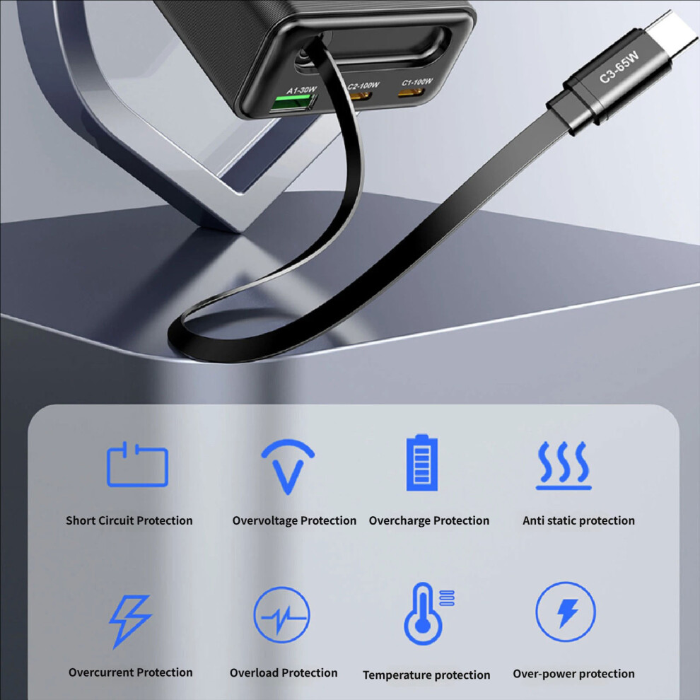 100W Usb C Charger Contains 3 Port Flexible Connection Efficient Power Supply 7695001163606