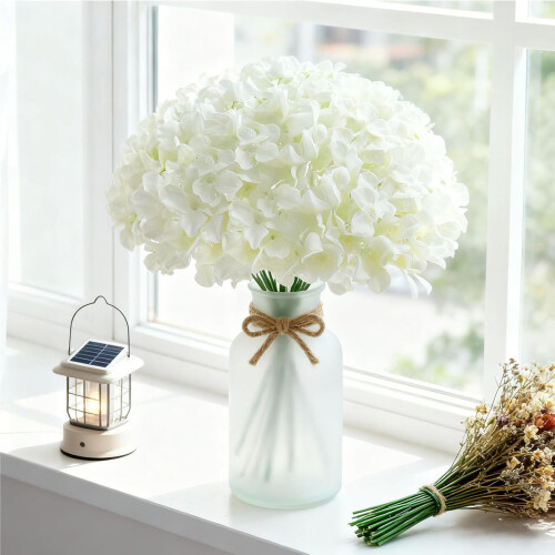 10Pcs Weather Resistant Silk Hydrangea Artificial Flower for Wedding Decoration Blue 2