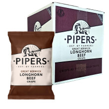 Pipers Longhorn Beef Crisps 40g x 24 Packs. Gluten Free