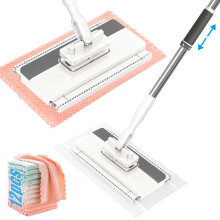 Lazy Snap Clip Flat Mop - Reusable Microfibre for Wet Dry Floor Cleaning