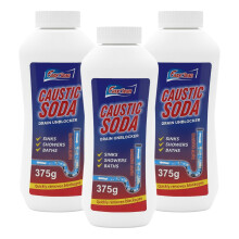 Powerful Caustic Soda Drain Cleaner | Effective Clog Remover, Industrial Strength Formula, Fast Action (3 X 375gm) (Packaging may vary)