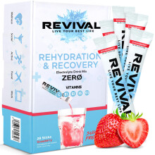 Revival Zero Rehydration Electrolytes Powder - Sugar Free Hydration Sachet Drink with Vitamins C, B1, B3, B5, B12 - Nutritional Supplement