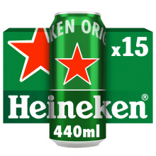 Heineken Lager Beer Cans, 15x 440ml