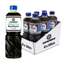 Kikkoman Tamari Gluten free Soy Sauce, 1 Litre, (Pack of 6),