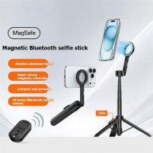 TP-28 Trépied Magnétique Double Face Extensible pour Perche à Selfie avec Griffe Porte-Accessoires et Télécommande