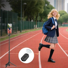 TP-28 Double-Side Magnetic Tripod Extendable Selfie Stick Tripod Mount with Cold Shoe with Remote Tripod