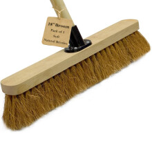 EDS 18” Soft Broom Indoor & Outdoor Sweeping Brush with Wooden Handle Natural Co