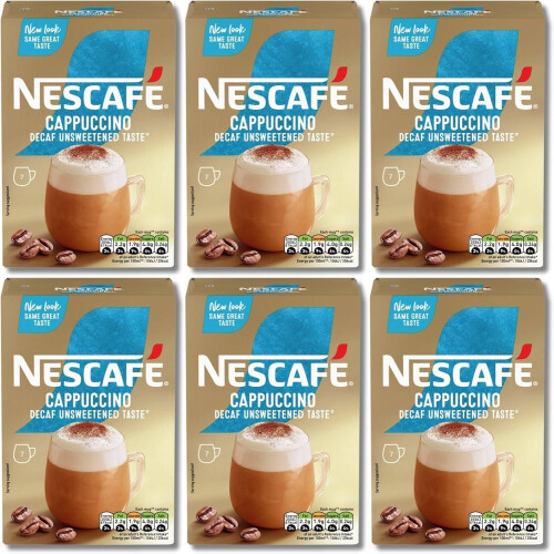 Nescafe NESCAFÉ Cappuccino Decaffeinated Unsweetened Coffee Sachets x7 (Pack