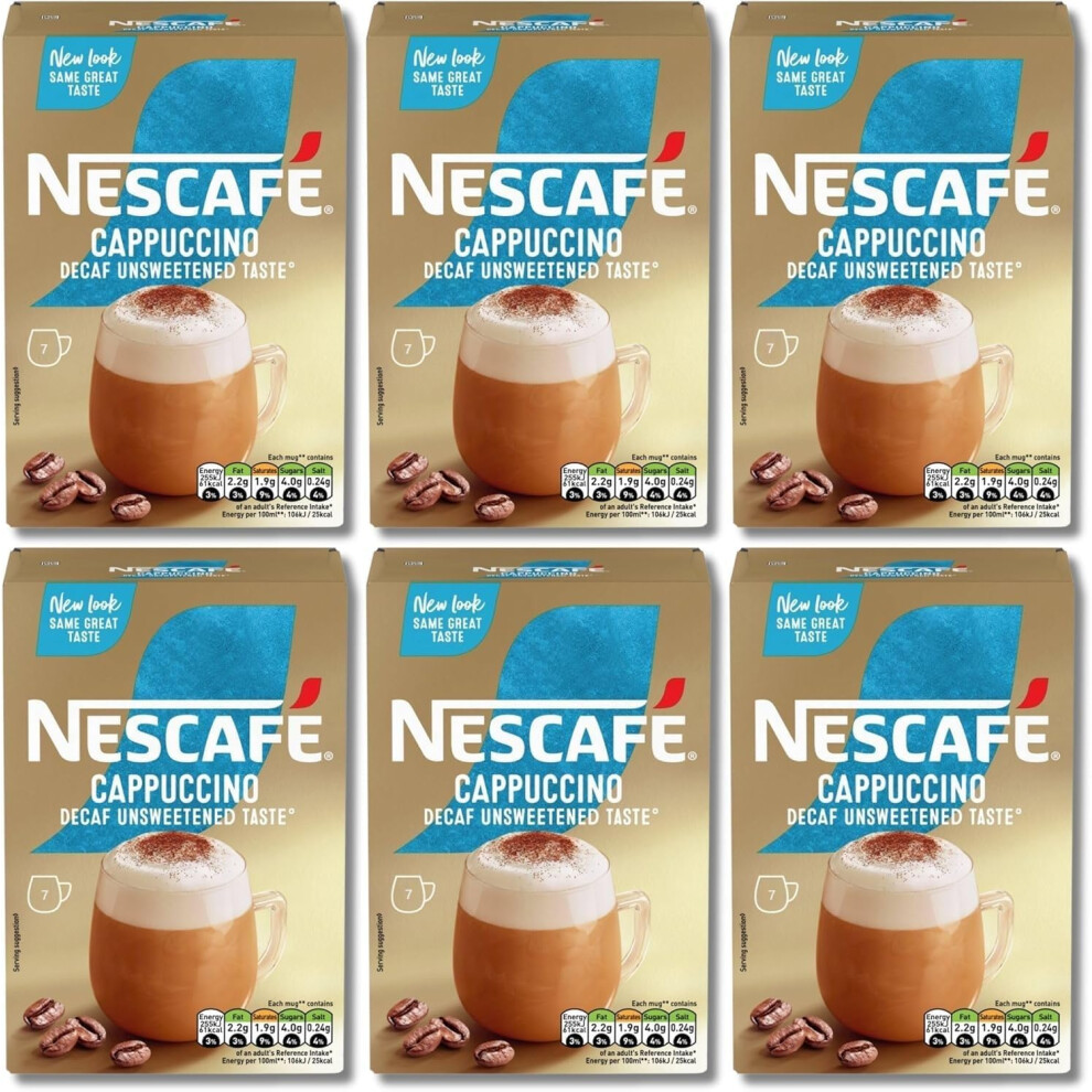 Nescafe Nescafé Cappuccino Decaffeinated Unsweetened Coffee Sachets X7 (Pack