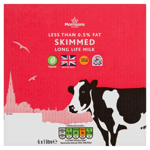 Morrisons British UHT Skimmed Milk, 6 x