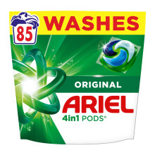 Ariel 4in1 PODS, Washing Liquid Laundry Detergent Capsules 85 Washes, Original, Stain & Odour Removal in 1 Wash, Great Even in Cold & Short