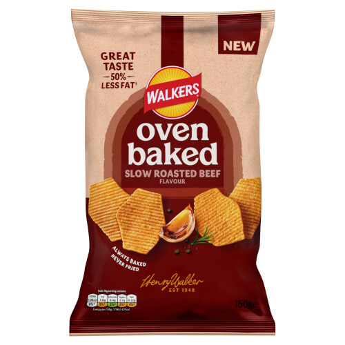 Walkers Walkers Oven Baked Crisps Roasted Beef Snacks 150g
