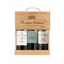 Selection Bordeaux - Gift box 3 Red Wines with gold medal in wooden case - Ideal