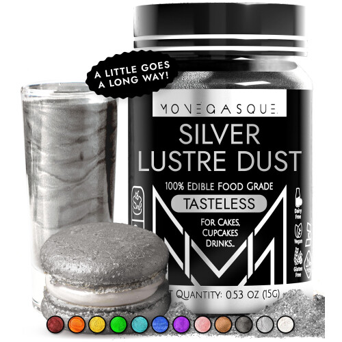 MONÉGASQUE Silver Edible Glitter for Drinks 15g – Silver Lustre Dust
