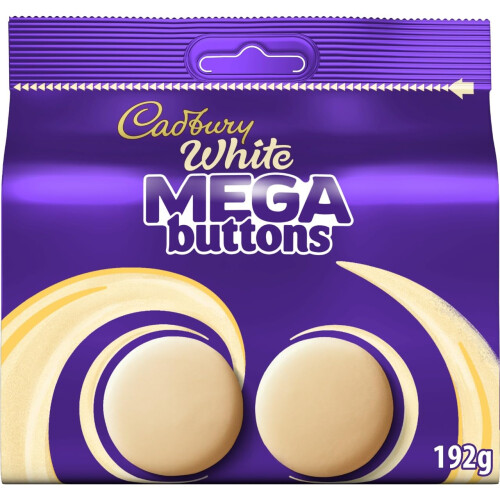Cadbury Cadbury White Mega Buttons, White Chocolate Share Pouch 192 g (Pack