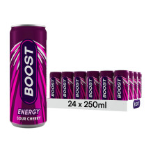Boost Energy Drink Cherry Flavour - 24 Pack Drinks with Caffeine,